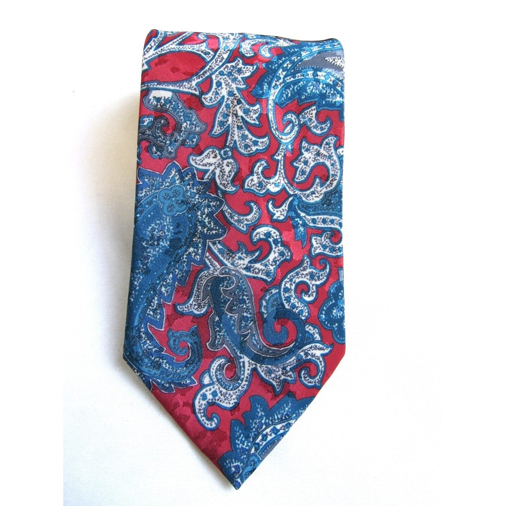 Christian Dior Monsieur Tie Burgundy & Teal Paisley and Vine Pattern USA - Picture 2 of 6